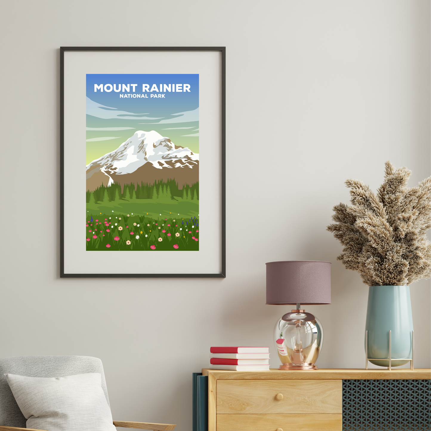 Mount Rainier National Park Poster | Mount Rainier Wall Art Print