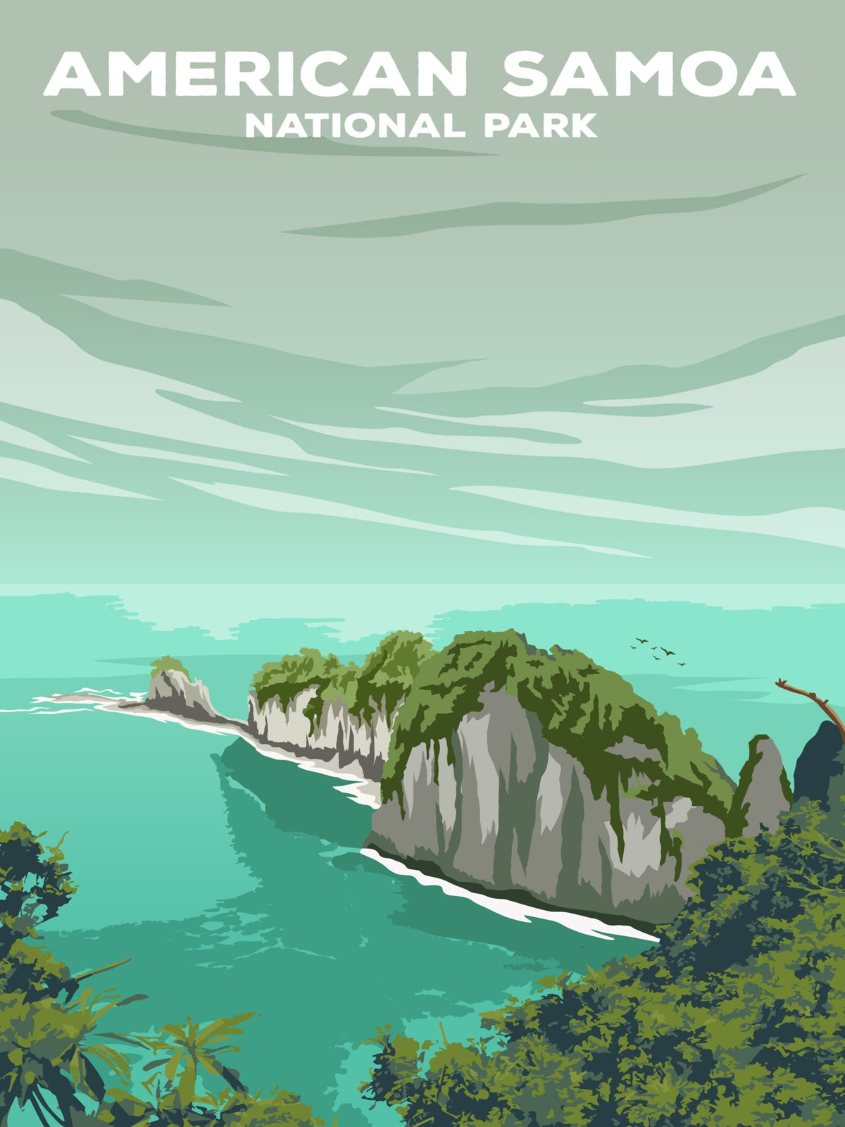 National Park of American Samoa Poster by ParksPosters, minimalist hand-drawn art