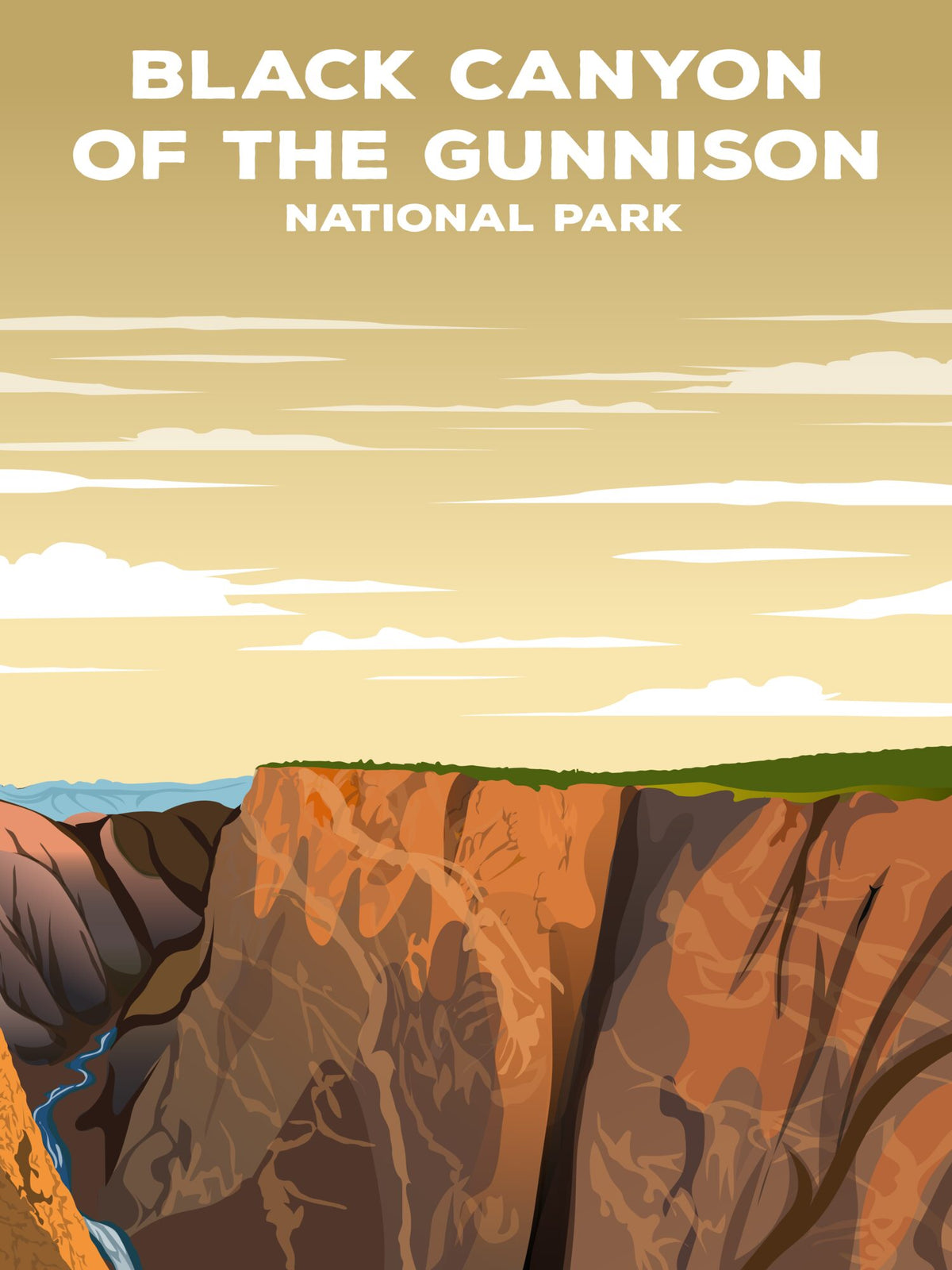 Black Canyon of the Gunnison National Park Poster by ParksPosters, minimalist hand-drawn art