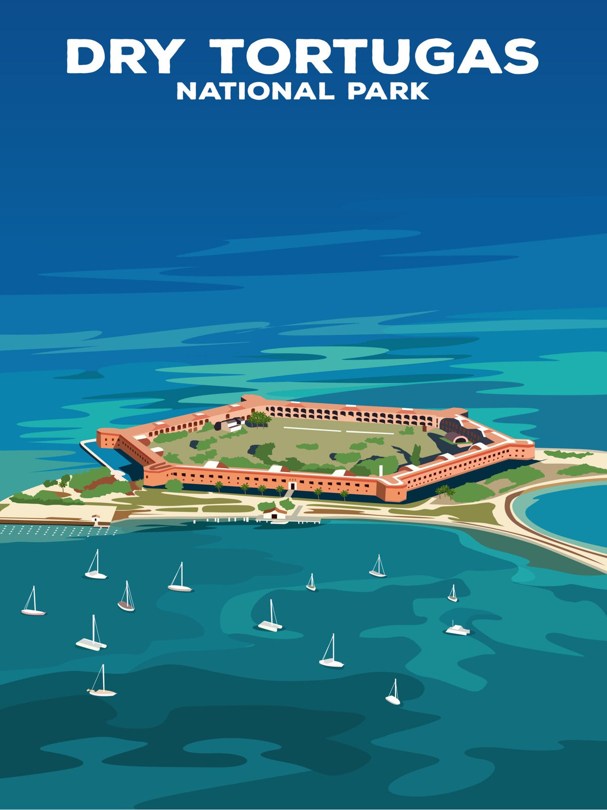 Dry Tortugas National Park Poster by ParksPosters, minimalist hand-drawn art