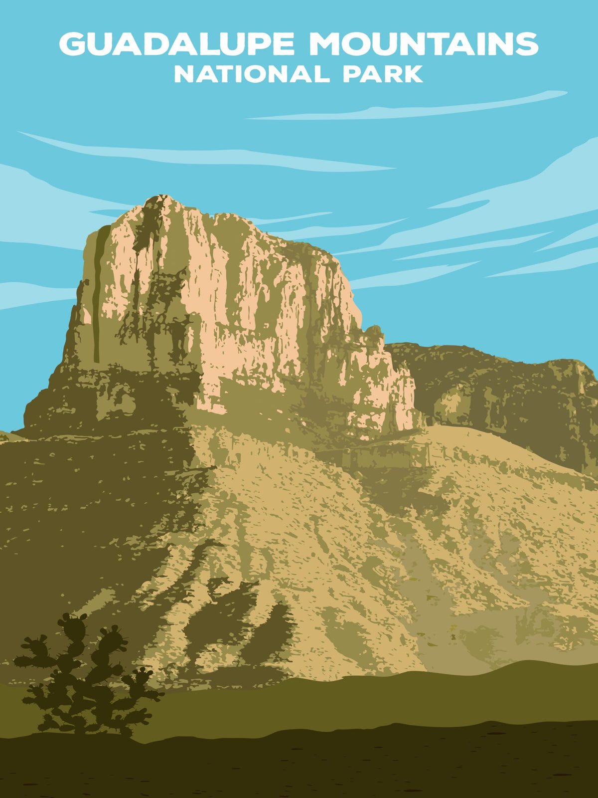 Guadalupe Mountains National Park Poster by ParksPosters, minimalist hand-drawn art