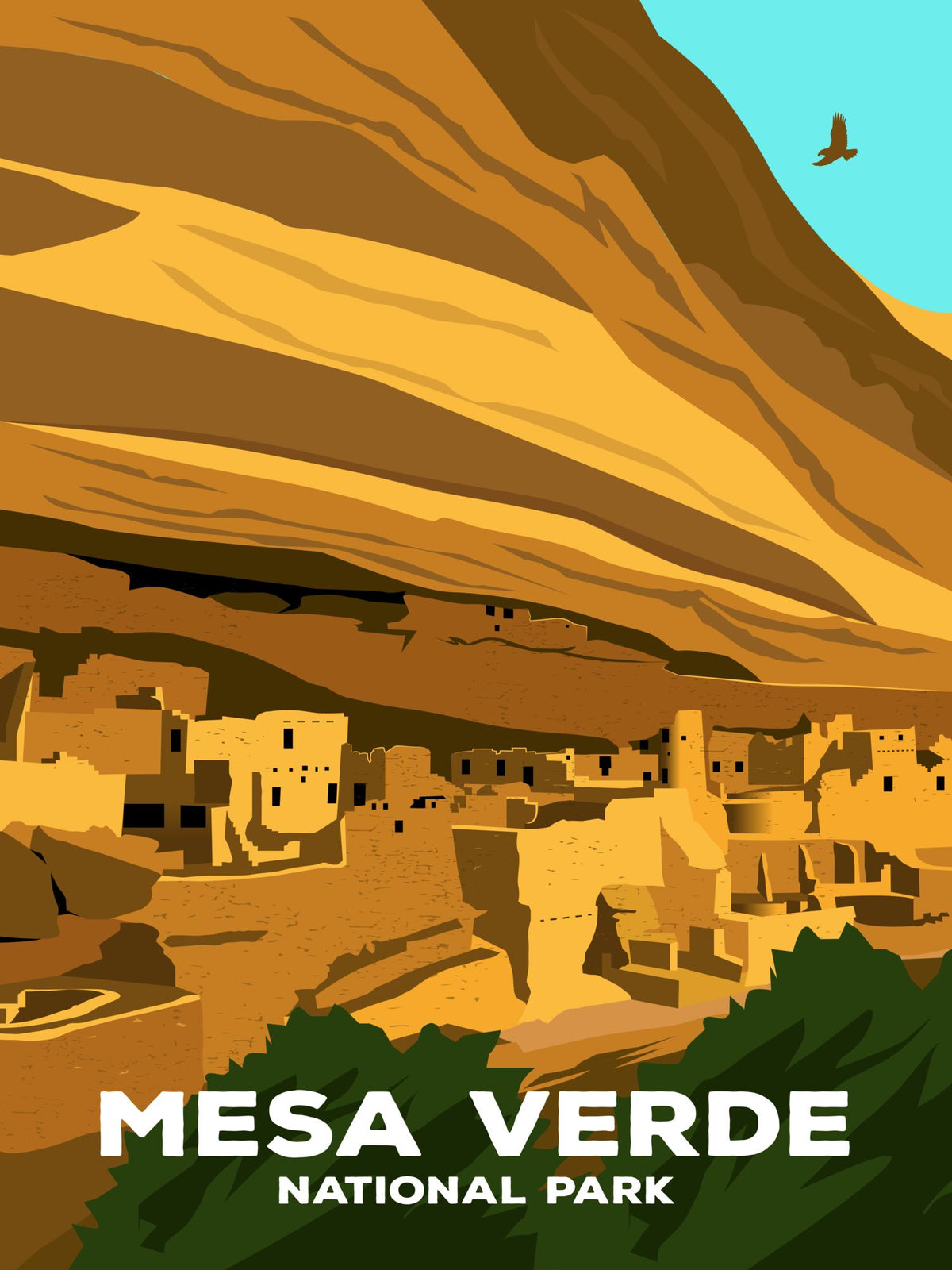Mesa Verde National Park Poster by ParksPosters, minimalist hand-drawn art