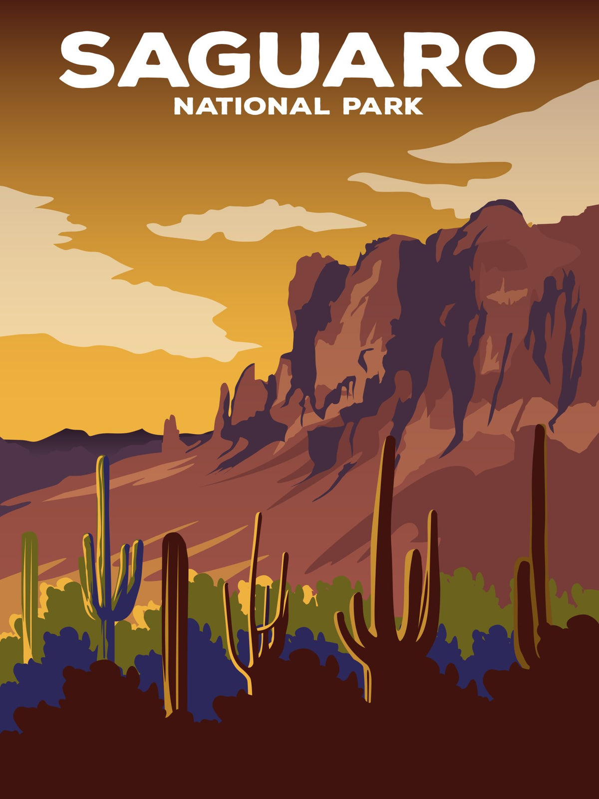 Saguaro National Park Poster by ParksPosters, minimalist hand-drawn art