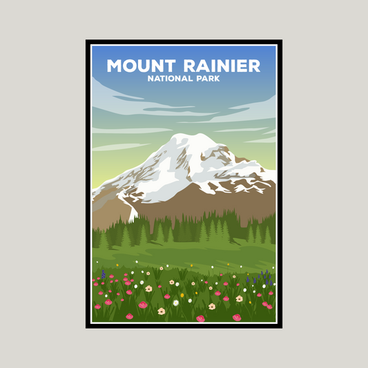 Mount Rainier National Park Poster | Mount Rainier Wall Art Print