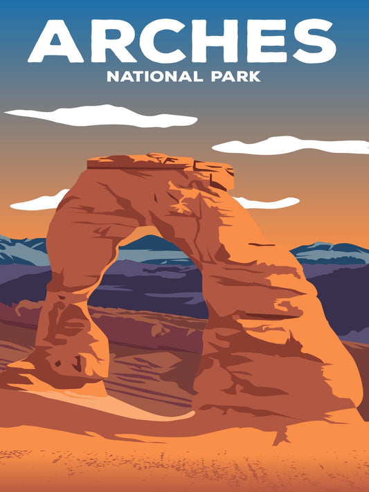 Arches National Park Poster by ParksPosters, minimalist hand-drawn art