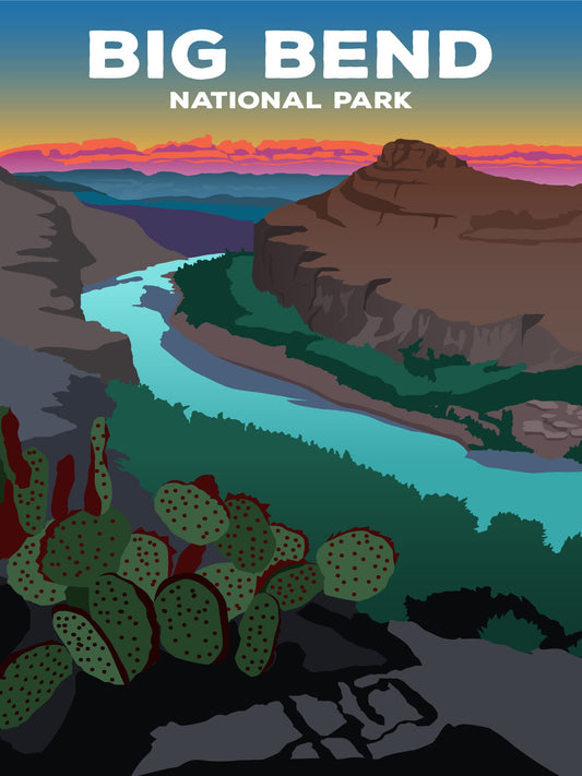 Big Bend National Park Poster by ParksPosters, minimalist hand-drawn art