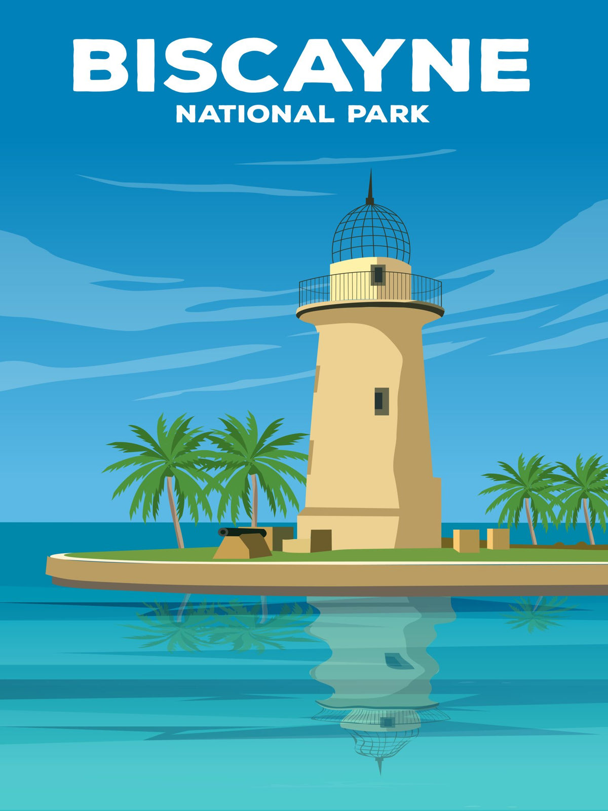 Biscayne National Park Poster by ParksPosters, minimalist hand-drawn art