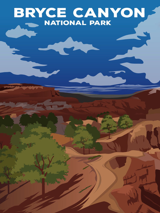Bryce Canyon National Park Poster by ParksPosters, minimalist hand-drawn art