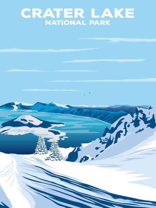 Crater Lake National Park Poster by ParksPosters, minimalist hand-drawn art