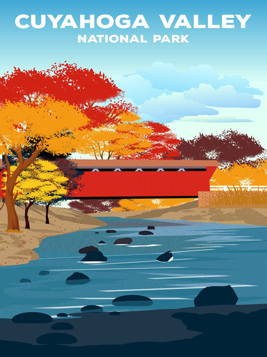 Cuyahoga Valley National Park Poster by ParksPosters, minimalist hand-drawn art