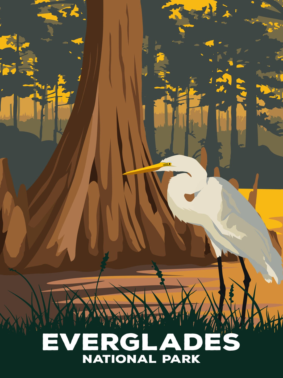 Everglades National Park Poster by ParksPosters, minimalist hand-drawn art