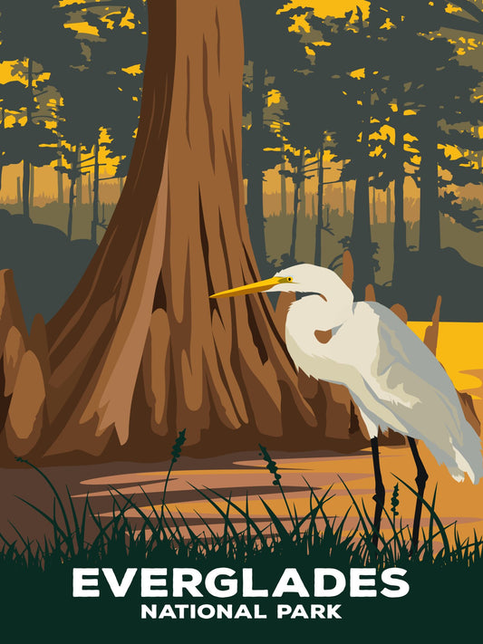 Everglades National Park Poster by ParksPosters, minimalist hand-drawn art