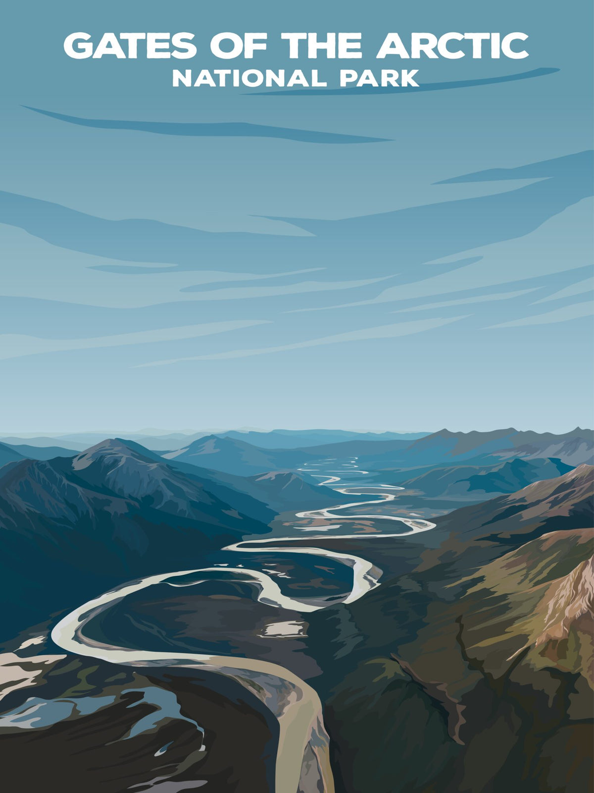 Gates of the Arctic National Park Poster by ParksPosters, minimalist hand-drawn art