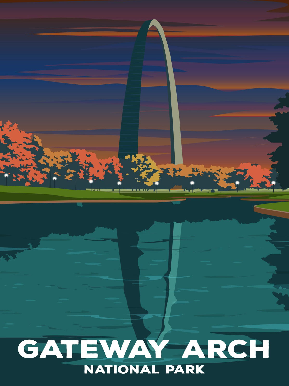 Gateway Arch National Park Poster by ParksPosters, minimalist hand-drawn art