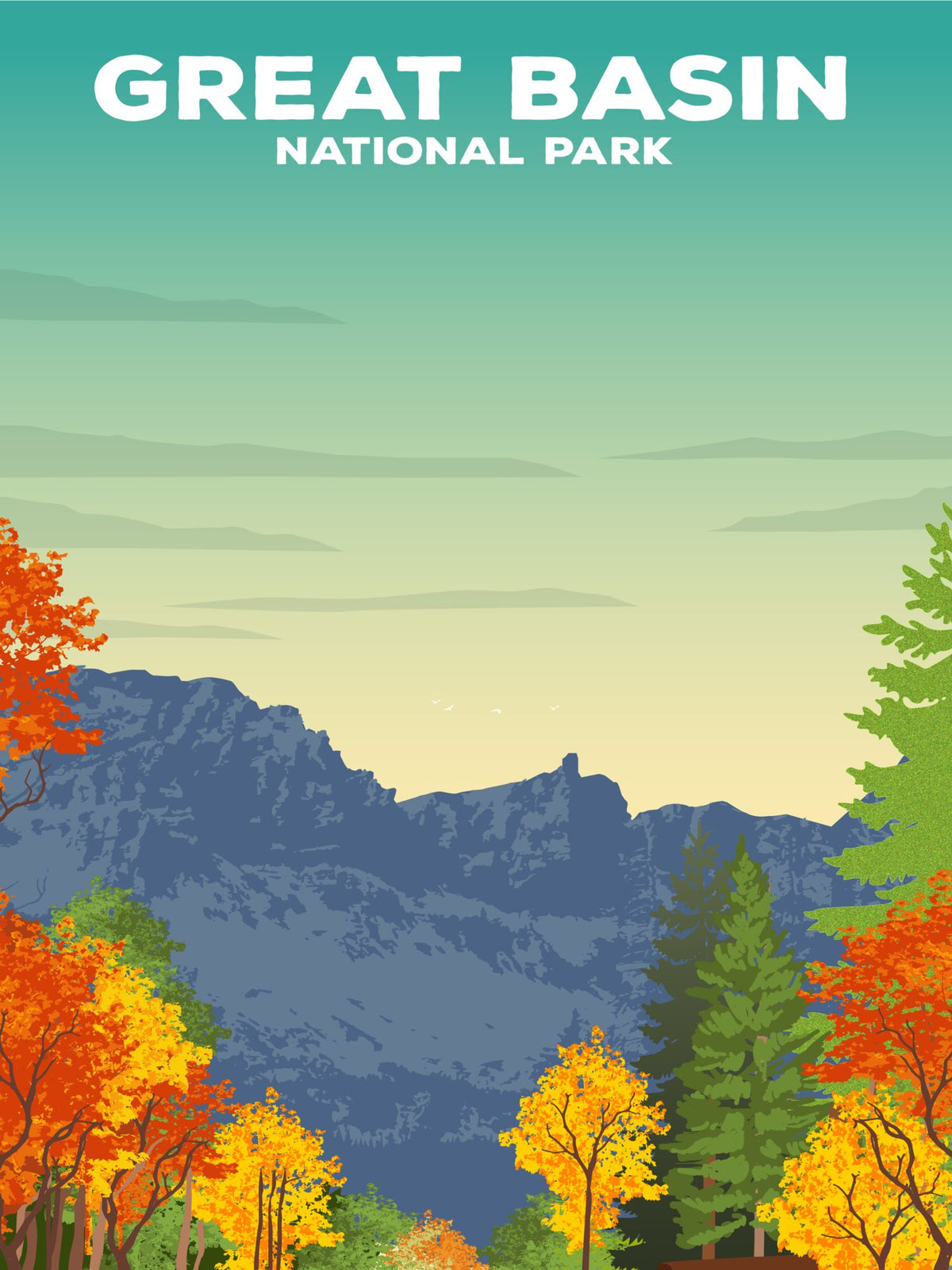 Great Basin National Park Poster by ParksPosters, minimalist hand-drawn art
