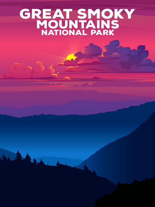 Great Smoky Mountains National Park Poster by ParksPosters, minimalist hand-drawn art