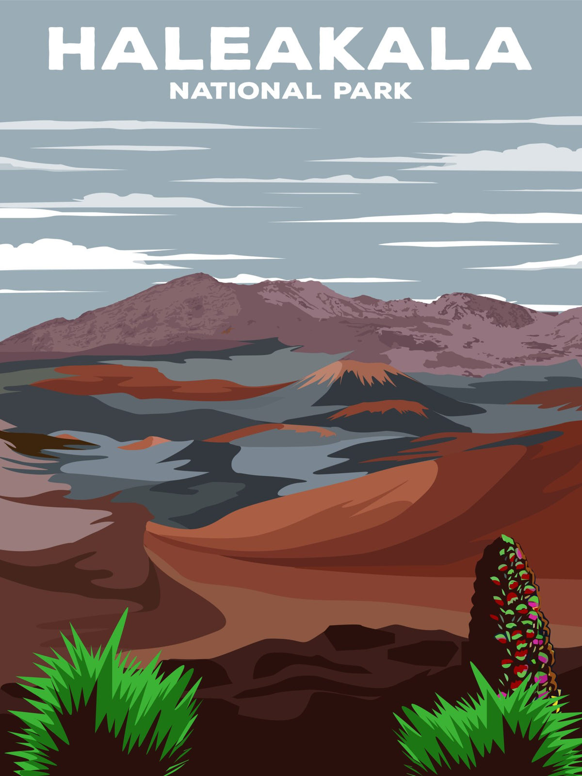 Haleakala National Park Poster by ParksPosters, minimalist hand-drawn art