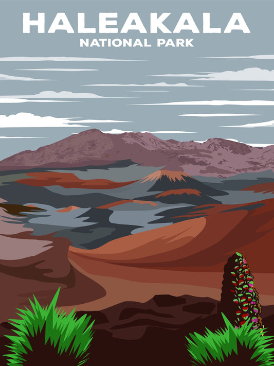 Haleakala National Park Poster by ParksPosters, minimalist hand-drawn art