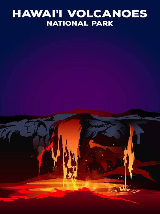 Hawaii Volcanoes National Park Poster by ParksPosters, minimalist hand-drawn art