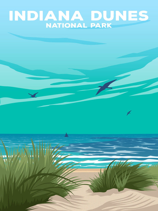 Indiana Dunes National Park Poster by ParksPosters, minimalist hand-drawn art