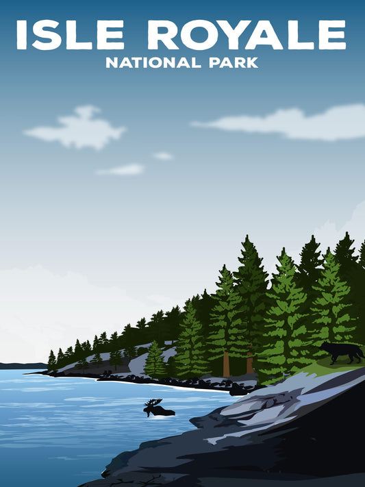 Isle Royale National Park Poster by ParksPosters, minimalist hand-drawn art