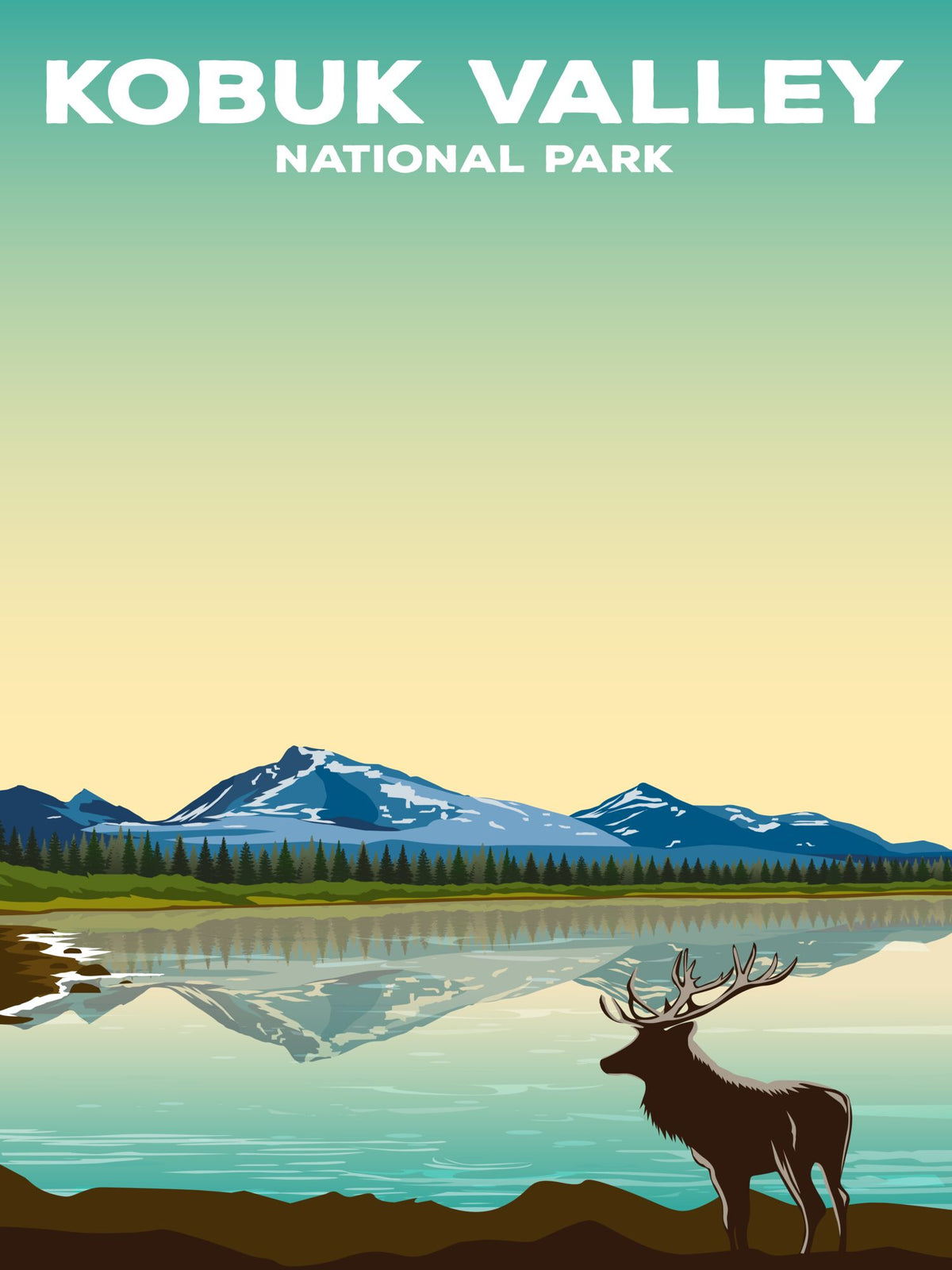 Kobuk Valley National Park Poster by ParksPosters, minimalist hand-drawn art