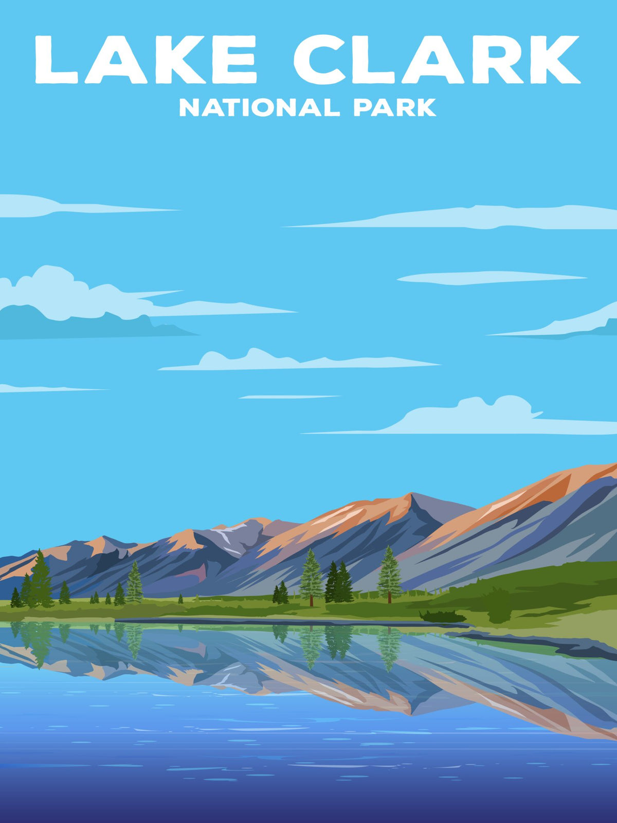Lake Clark National Park Poster by ParksPosters, minimalist hand-drawn art