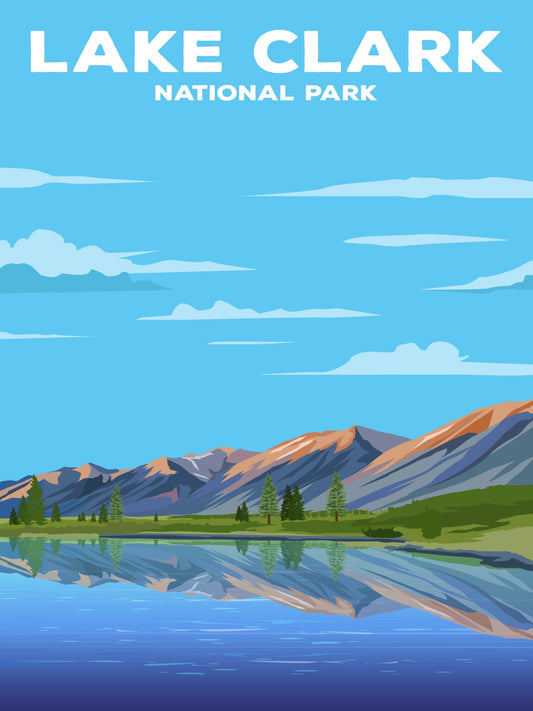 Lake Clark National Park Poster by ParksPosters, minimalist hand-drawn art