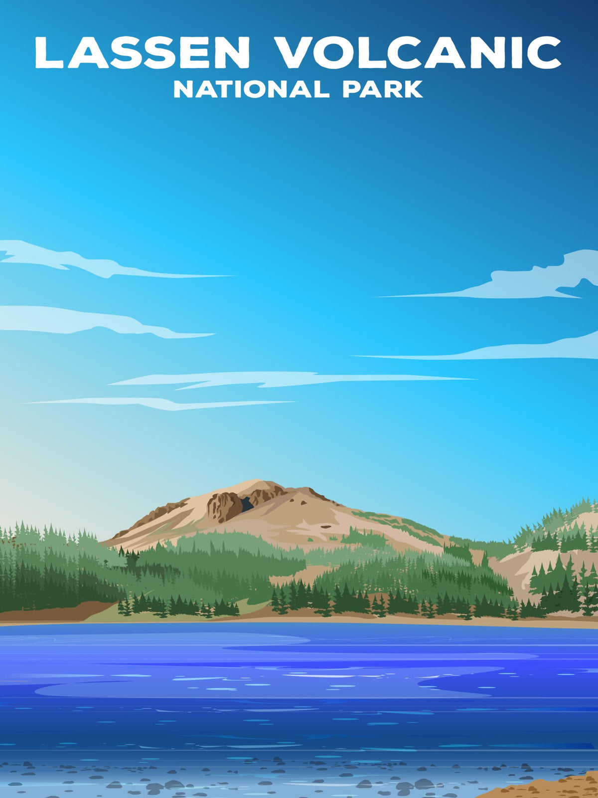 Lassen Volcanic National Park Poster by ParksPosters, minimalist hand-drawn art