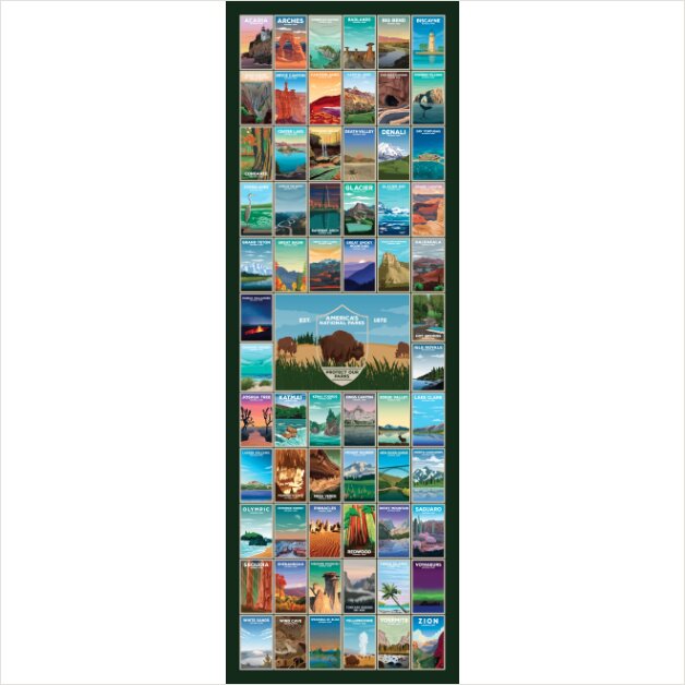 All 63 National Parks 750 piece puzzle by ParksPosters and True South Puzzle Co.