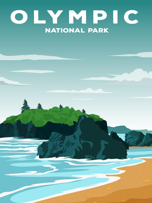 Olympic National Park Poster by ParksPosters, minimalist hand-drawn art