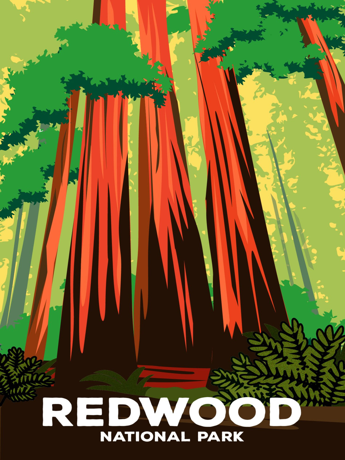 Redwood National Park Poster by ParksPosters, minimalist hand-drawn art