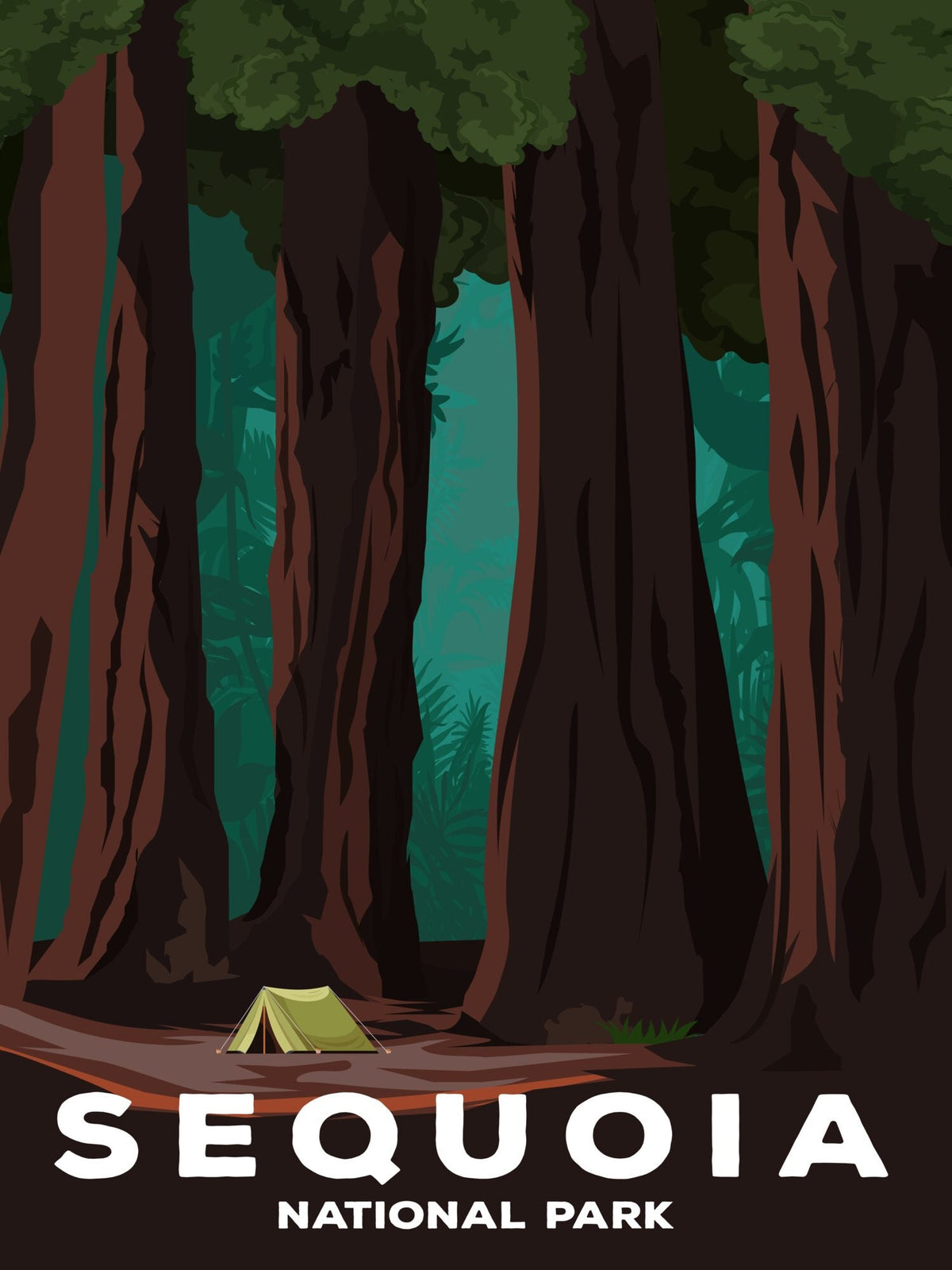 Sequoia National Park Poster by ParksPosters, minimalist hand-drawn art