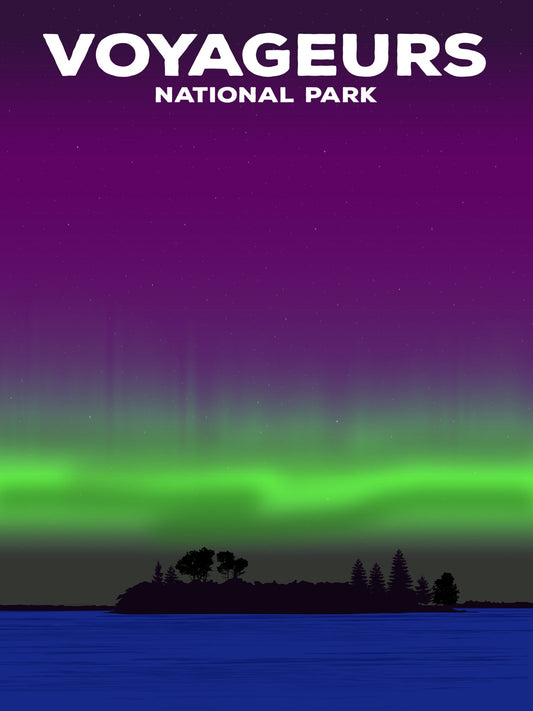 Voyageurs National Park Poster by ParksPosters, minimalist hand-drawn art