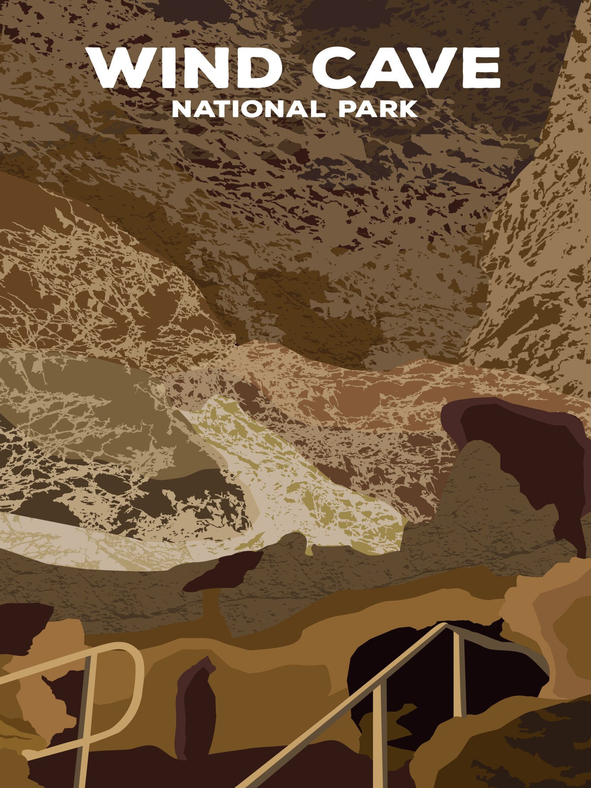 Wind Cave National Park Poster by ParksPosters, minimalist hand-drawn art