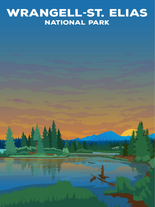 Wrangell-St. Elias National Park Poster by ParksPosters, minimalist hand-drawn art
