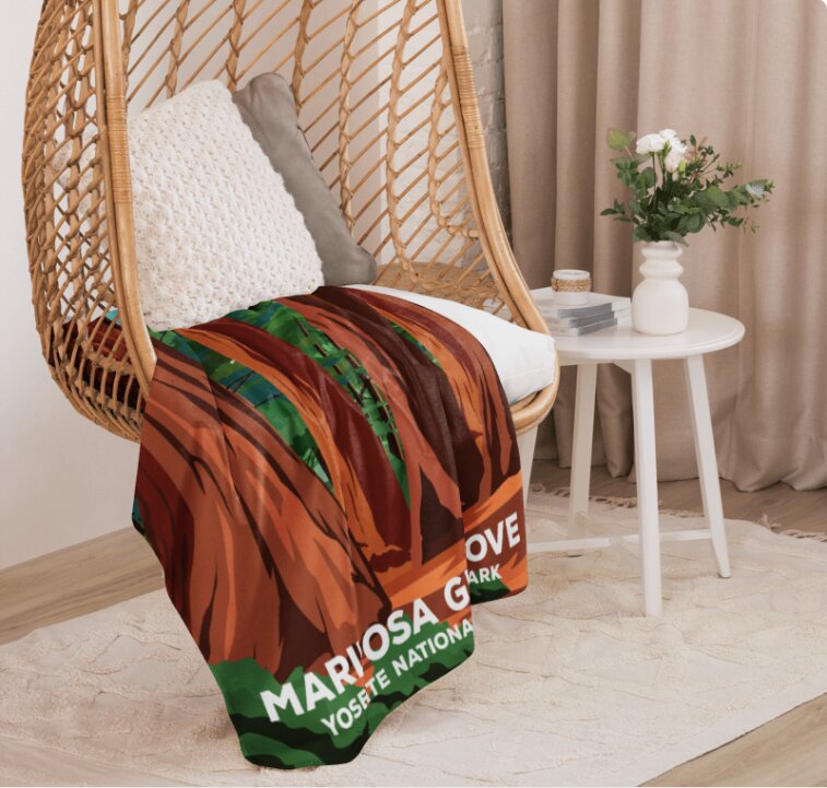 Yosemite Mariposa Grove blanket by ParksPosters