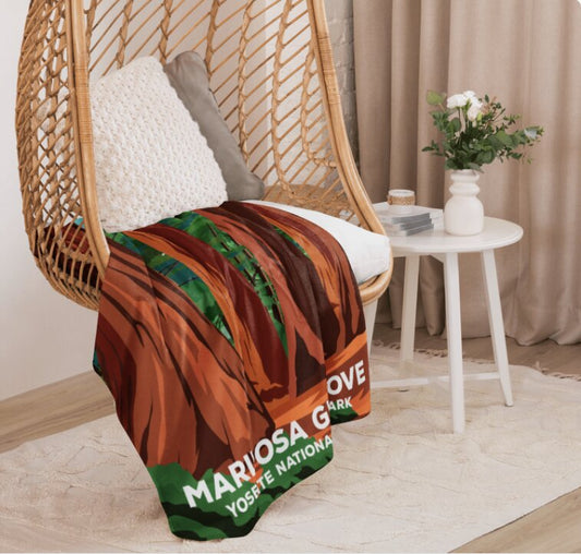 Yosemite Mariposa Grove blanket by ParksPosters