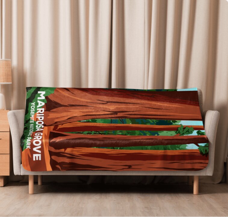 Yosemite Mariposa Grove blanket by ParksPosters