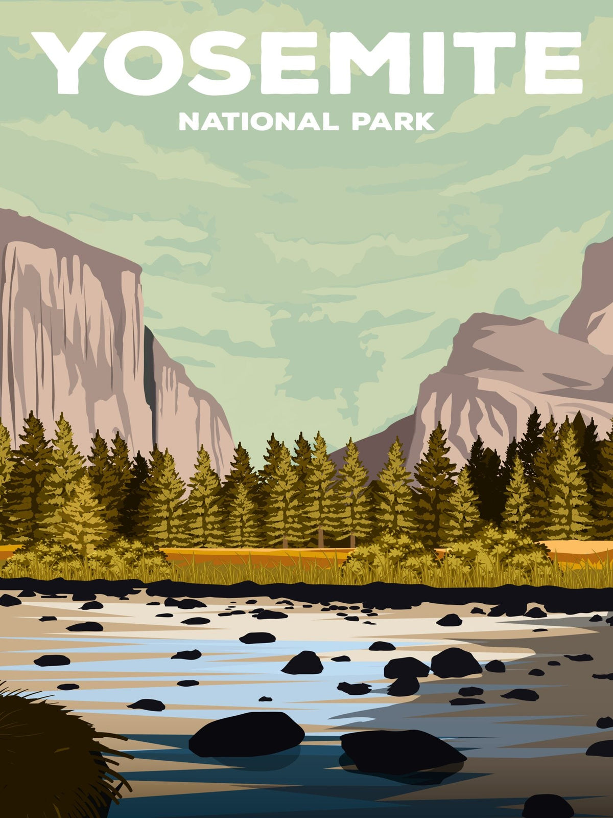 Yosemite National Park Poster by ParksPosters, minimalist hand-drawn art
